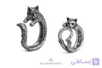 انگشتر گربه استیل زنانه مدل Cat Hug | فری سایز قابل تنظیم