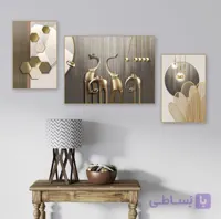 تابلو دکوراتیو شاین مدرن طرح فیل های طلایی