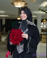 روسری مشکی ساده ابریشم دور پلنگی