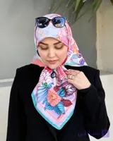 روسری ابریشم مزونی پینکی قواره 90 | Code10300
