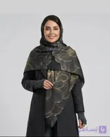 روسری مشکی طلایی نورا | قواره 120| Code9765