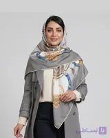 روسری ابریشم طوسی | قواره 120| Code9605