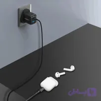 شارژر 2 پورت 35 وات با کابل دو سر تایپ سی پاورولوژی Powerology Super Compact Quick Charger PWCUQC023-C