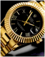 ساعت رولکس زنانه دیت جاست بند طلایی صفحه مشکیRolex Oyster Perpetual DATEJUST