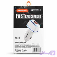 شارژر فندکی فست شارژ FIRSTYOU مدل F022 - دارای دو پورت USB و تکنولوژی Power Quick Charge 3.0
