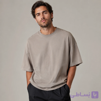 تیشرت بیسیک مردانه رنگ خاکستری Minimal Mushroom Gray Tee (Oversized)