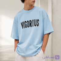 تیشرت مردانه Sky Blue Statement Print – فیت لش و باکسی، استایل مینیمال