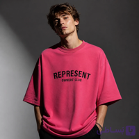 تیشرت مردانه فوشیا Oversized با چاپ REPRESENT – مدل Owners’ Club رنگ سرخ ابی