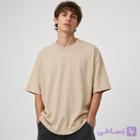 تیشرت مردانه خاکی Premium Beige Plain Tee (Oversized)