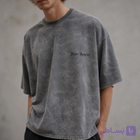 تیشرت سنگ شور مردانه Smoky Grey Fade با بافت فید شده – استایل شهری و Oversized