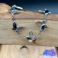 دستبند طرح پروانه فانتزی نقره‌ای با آبکاری باکیفیت و زنجیر رگلاژ🦋