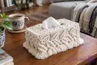 کاور جعبه دستمال کاغذی مکرومه بافی