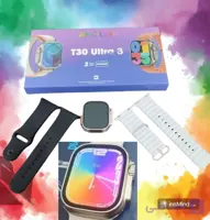 ساعت هوشمند مدل T30 ultra2 با دو بند سفید و مشکی