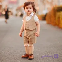 ست پسرانه کلاسیک چهار تکه پیراهن جلیقه شلوارک پاپیون کد 3144
