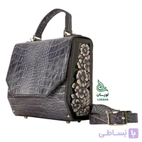 کیف چرم مجلسی شکوفه طوسی