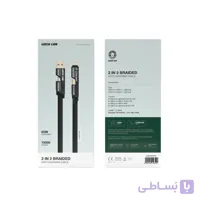 کابل 4 سر گرین لاین کابل 4 کاره گرین لاین کابل چهار کاره گرین لاین Green Lion 2 in 2 Braided Fast Charging Cable