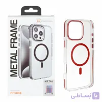 قاب اورجینال Metal Frame پشت سخت شفاف Magsafe مدل Apple iPhone 16 Pro Max - قرمز (پک دار)