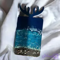 سینی مزه چوبی گوزن طرح دریای رزینی ابعاد۲۰در۴۰