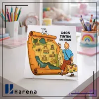 تقویم رومیزی تن تن 1405 سایز بزرگ مربع با پایه فیگور همراه با سفرنامه تن تن در ایران