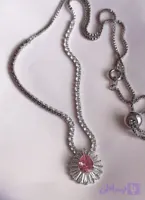 گردنبند جواهری نگین صورتی رنگ ثابت