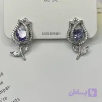 گوشواره جواهری طرح گل