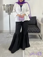 شلوار زنانه پایین چین لینن
