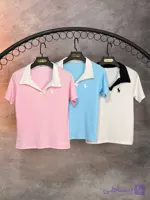 تیشرت polo استیکری یقه سفیدمشکی (عمده)