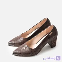 کفش زنانه ریتا قهوه‌ای | کفش طرح پوست ماری پاشنه پهن T11703
