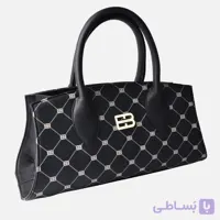 کیف دستی زنانه Nera Sovrana | کیف استراکچرد مونوگرام پلاک طلایی تین‌بانی