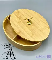آجیل خوری بامبو گرد درب دار 4 خانه