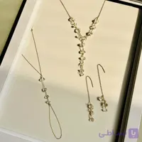 ست کوارتز شفاف؛ گردنبند، دستبند و گوشواره