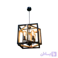 لوستر و آویز چهار شعله چوب و فلز مدل سلیبی