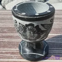 هاون سنگی پایه دار طرح دارسایز متوسط مناسب زعفران و ادویه