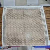 پارچه رومیزی توری حاشیه ابریشم مربع 90