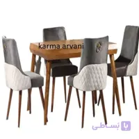 میز و صندلی ناهار خوری 4 نفره چوبی نیوچستر طوسی آجری 120*80*77 برند صنعت چوب کارما