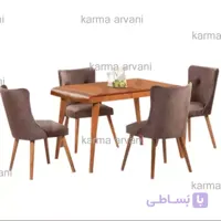 میز و صندلی ناهار خوری 4 نفره چوبی هرمس نسکافه ای 120*80*77 برند صنعت چوب کارما