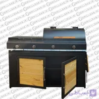 باربیکیو گازی همراه پلوپز و سرخ کن با کابینت چوبی مدل G120K2