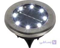مجموعه چراغ زمینی خورشیدی LED با قطر 7.2 سانتی متر، رنگ استیل ضد زنگ، 4 عدد