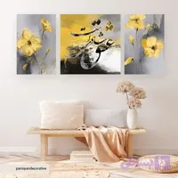 ست سه تابلوی دکوراتیو طرح نقاشی آبرنگی با رنگ روغن