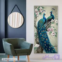 چاپ تابلوی دکوراتیو طرح طاووس و گل
