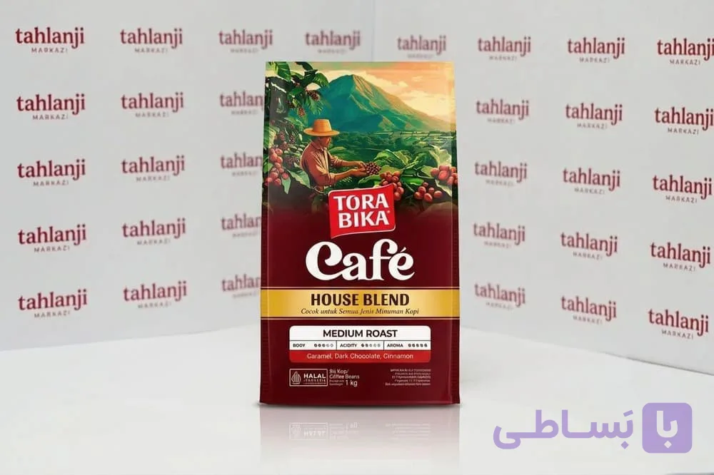 دانه قهوه تورابیکا Torabika مدل کافه هاوس بلند Café House Blend | مدیوم رست با نت کارامل، شکلات تلخ و دارچین | وزن ۱ کیلوگرم