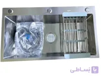 سینک ظرفشویی دست ساز کروم مات 45*80تک لگن  با سیفون و سبد