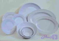 سرویس 6 نفره 35 پارچه چهارگوش سفید (سفید آبی)