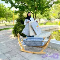 گهواره پایه چوبی طوسی رنگ