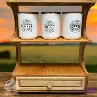 استند سه طبقه کشودار چوبی طرح COFFEE لوکس