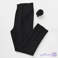شلوار مازراتی کمربند دار چاکدار مشکی سایز بزرگ
