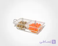 اردو خوری شیشه ای مربع دو خانه با درب اکرولیک