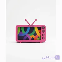 نگهدارنده موبایل چوبی روژان طرح تلویزیون رنگ صورتی