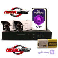 پک دوعددی دوربین با تمام تجهیزات نصب و همراه 50 متر کابل رایگان HIKOKVISION-هایکوک ویژن