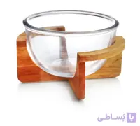 کاسه گرد شيشه اي پايه چوبي راشين هوم کت